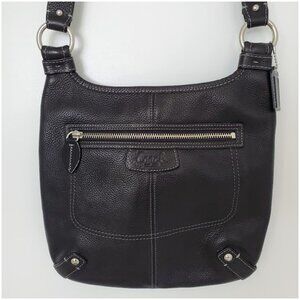 Coach EUC Black Pebble Leather Penelope Hippie Crossbody Bag Purse Commute